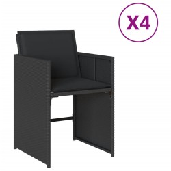 vidaXL Sillas de jardín con cojines 4 unidades ratán sintético negro