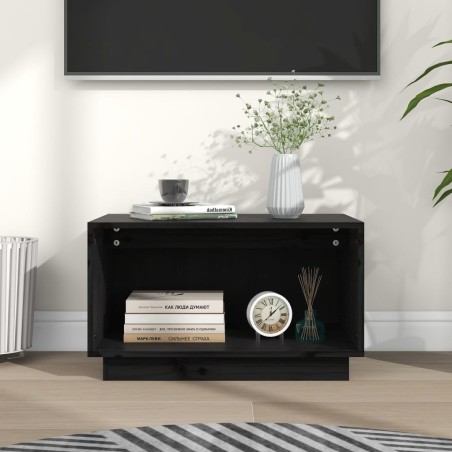 vidaXL Mueble de TV de madera maciza de pino negro 60x35x35 cm