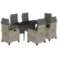 vidaXL Set comedor jardín 7 pzas y cojines ratán sintético gris claro vidaXL Set comedor jardín 7 pzas y cojines ratán sintético gris claro