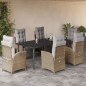 vidaXL Set comedor de jardín 7 pzas con cojines ratán sintético beige vidaXL Set comedor de jardín 7 pzas con cojines ratán sintético beige