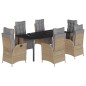 vidaXL Set comedor de jardín 7 pzas con cojines ratán sintético beige vidaXL Set comedor de jardín 7 pzas con cojines ratán sintético beige