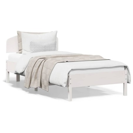vidaXL Estructura de cama con cabecero madera de pino blanco 100x200cm