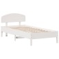 vidaXL Estructura de cama con cabecero madera de pino blanco 100x200cm vidaXL Estructura de cama con cabecero madera de pino blanco 100x200cm