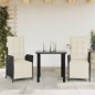 vidaXL Set comedor de jardín 3 pzas con cojines ratán sintético negro vidaXL Set comedor de jardín 3 pzas con cojines ratán sintético negro