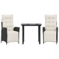 vidaXL Set comedor de jardín 3 pzas con cojines ratán sintético negro vidaXL Set comedor de jardín 3 pzas con cojines ratán sintético negro