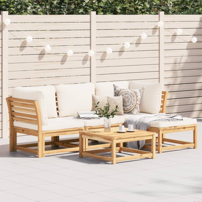 vidaXL Juego de muebles jardín 5 pzas con cojines madera maciza acacia vidaXL Juego de muebles jardín 5 pzas con cojines madera maciza acacia