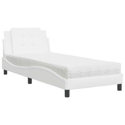 vidaXL Cama con colchón cuero sintético blanco 90x190 cm