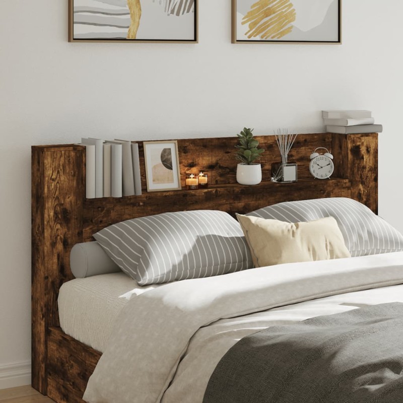 vidaXL Cabecero de cama con LED roble ahumado 180x16,5x103,5 cm vidaXL Cabecero de cama con LED roble ahumado 180x16,5x103,5 cm
