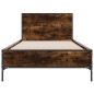 vidaXL Estructura cama madera ingeniería metal roble ahumado 90x200 cm vidaXL Estructura cama madera ingeniería metal roble ahumado 90x200 cm