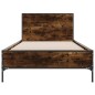vidaXL Estructura cama madera ingeniería metal roble humo 75x190 cm vidaXL Estructura cama madera ingeniería metal roble humo 75x190 cm