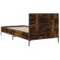 vidaXL Estructura cama madera ingeniería metal roble humo 75x190 cm vidaXL Estructura cama madera ingeniería metal roble humo 75x190 cm