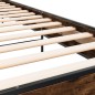 vidaXL Estructura cama madera ingeniería metal roble humo 75x190 cm vidaXL Estructura cama madera ingeniería metal roble humo 75x190 cm