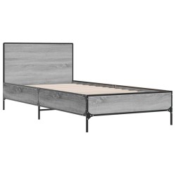 vidaXL Estructura cama madera ingeniería metal gris Sonoma 90x190 cm