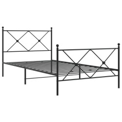 vidaXL Estructura de cama con cabecero y estribo metal negro 107x203cm