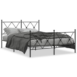 vidaXL Estructura de cama cabecero y estribo metal negro 140x200 cm