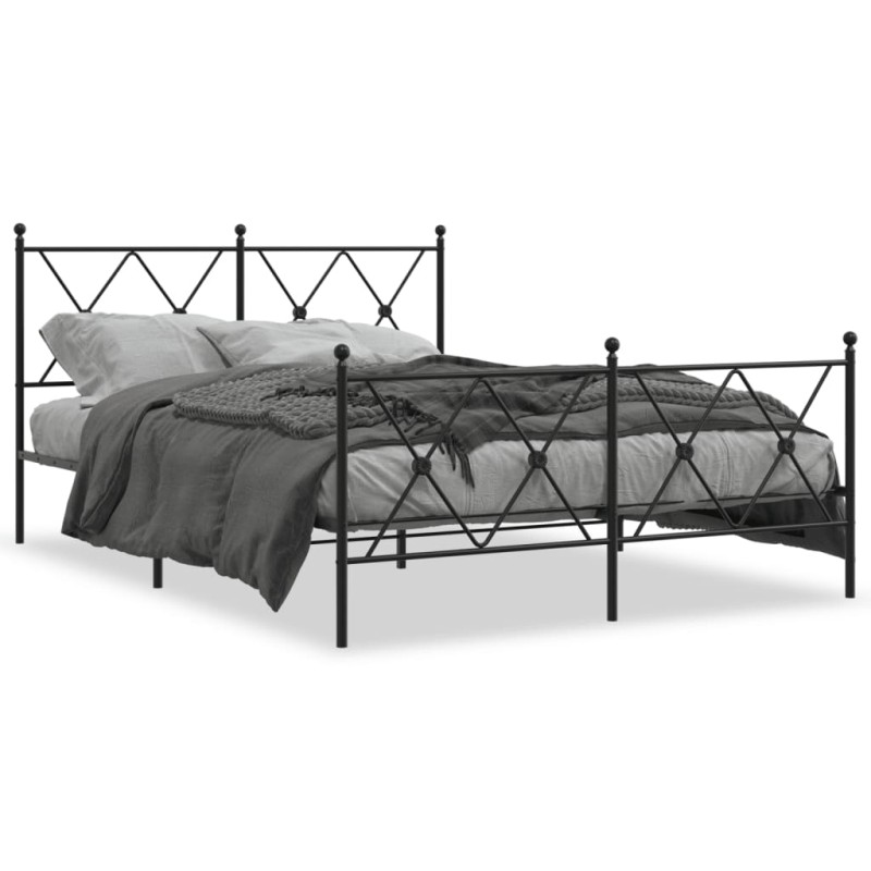 vidaXL Estructura de cama cabecero y estribo metal negro 140x200 cm