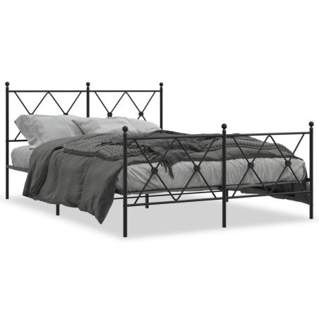 vidaXL Estructura de cama cabecero y estribo metal negro 140x200 cm