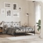 vidaXL Estructura de cama cabecero y estribo metal negro 140x200 cm