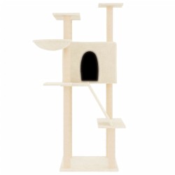 vidaXL Rascador para gatos con postes de sisal color crema 143 cm