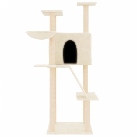 vidaXL Rascador para gatos con postes de sisal color crema 143 cm