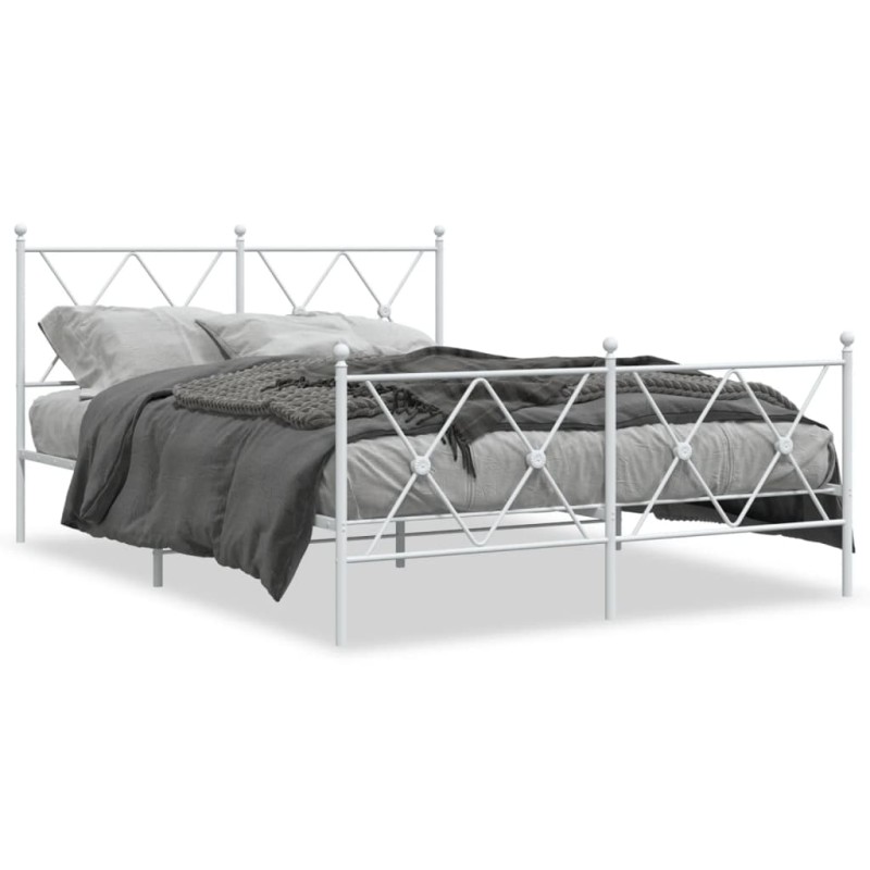 vidaXL Estructura cama con cabecero y estribo metal blanco 137x190 cm vidaXL Estructura cama con cabecero y estribo metal blanco 137x190 cm
