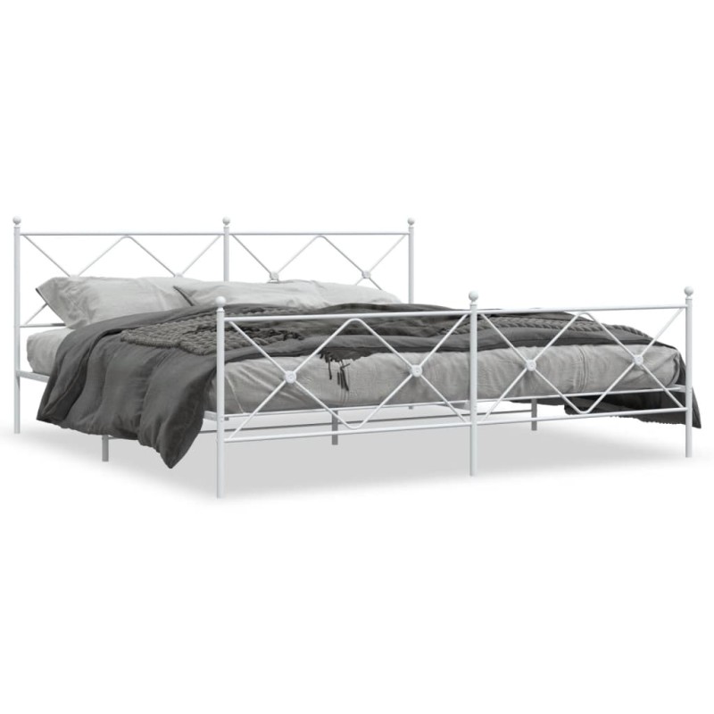 vidaXL Estructura cama metal con cabecero y pie cama blanco 193x203 cm vidaXL Estructura cama metal con cabecero y pie cama blanco 193x203 cm