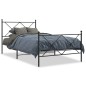 vidaXL Estructura de cama con cabecero y estribo metal negro 100x190cm vidaXL Estructura de cama con cabecero y estribo metal negro 100x190cm