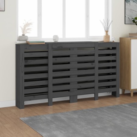 vidaXL Cubierta de radiador madera maciza de pino gris 210x21x85 cm