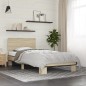 vidaXL Estructura cama madera ingeniería metal roble Sonoma 90x200 cm vidaXL Estructura cama madera ingeniería metal roble Sonoma 90x200 cm