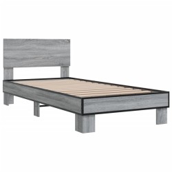 vidaXL Estructura cama madera ingeniería metal gris Sonoma 75x190 cm
