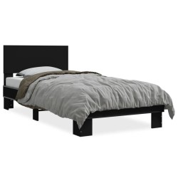 vidaXL Estructura de cama madera de ingeniería y metal negra 90x190 cm