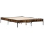 vidaXL Estructura cama madera ingeniería metal roble ahumado 120x190cm vidaXL Estructura cama madera ingeniería metal roble ahumado 120x190cm