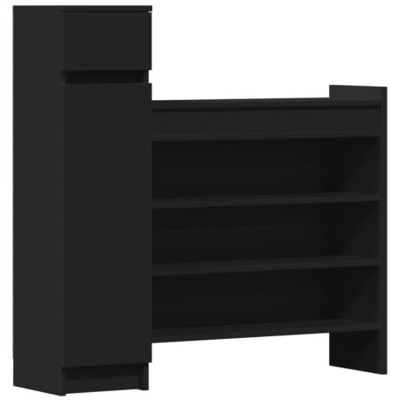 vidaXL Zapatero madera de ingeniería negro 100,5x28x100 cm