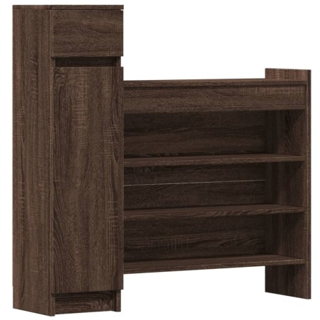 vidaXL Zapatero madera de ingeniería roble marrón 100,5x28x100 cm