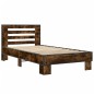 vidaXL Estructura cama madera ingeniería metal roble ahumado 90x200 cm