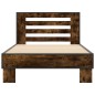 vidaXL Estructura cama madera ingeniería metal roble ahumado 90x200 cm