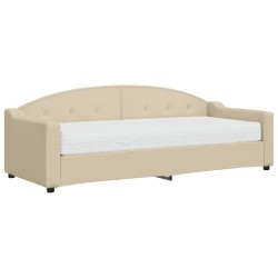vidaXL Sofá cama con colchón tela crema 80x200 cm