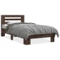 vidaXL Estructura cama madera ingeniería metal roble marrón 90x200 cm vidaXL Estructura cama madera ingeniería metal roble marrón 90x200 cm