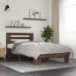 vidaXL Estructura cama madera ingeniería metal roble marrón 90x200 cm vidaXL Estructura cama madera ingeniería metal roble marrón 90x200 cm