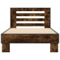 vidaXL Estructura cama madera ingeniería metal roble humo 100x200 cm vidaXL Estructura cama madera ingeniería metal roble humo 100x200 cm
