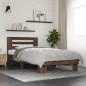 vidaXL Estructura cama madera ingeniería metal roble marrón 75x190 cm vidaXL Estructura cama madera ingeniería metal roble marrón 75x190 cm