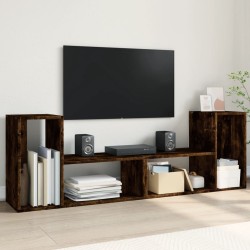 vidaXL Muebles de TV 2 uds madera ingeniería roble ahumado 75x30x50 cm