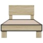 vidaXL Estructura cama madera ingeniería metal roble Sonoma 100x200 cm