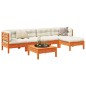 vidaXL Set de sofás jardín 6 pzas con cojines madera pino marrón cera vidaXL Set de sofás jardín 6 pzas con cojines madera pino marrón cera