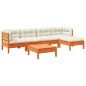 vidaXL Set de sofás jardín 6 pzas con cojines madera pino marrón cera vidaXL Set de sofás jardín 6 pzas con cojines madera pino marrón cera