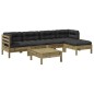 vidaXL Juego de sofás jardín 6 pzas con cojines madera pino impregnada vidaXL Juego de sofás jardín 6 pzas con cojines madera pino impregnada