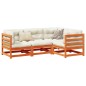 vidaXL Set de sofás jardín 4 pzas con cojines madera pino marrón cera