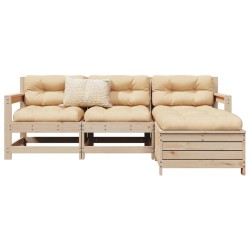 vidaXL Juego de sofás de jardín 4 pzas madera maciza de pino