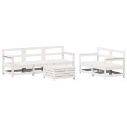 vidaXL Juego de sofás de jardín 6 piezas madera maciza pino blanco