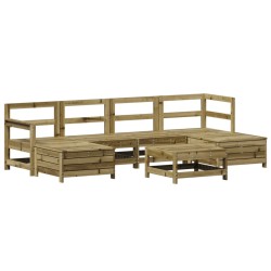vidaXL Juego de sofás de jardín 7 pzas madera de pino impregnada